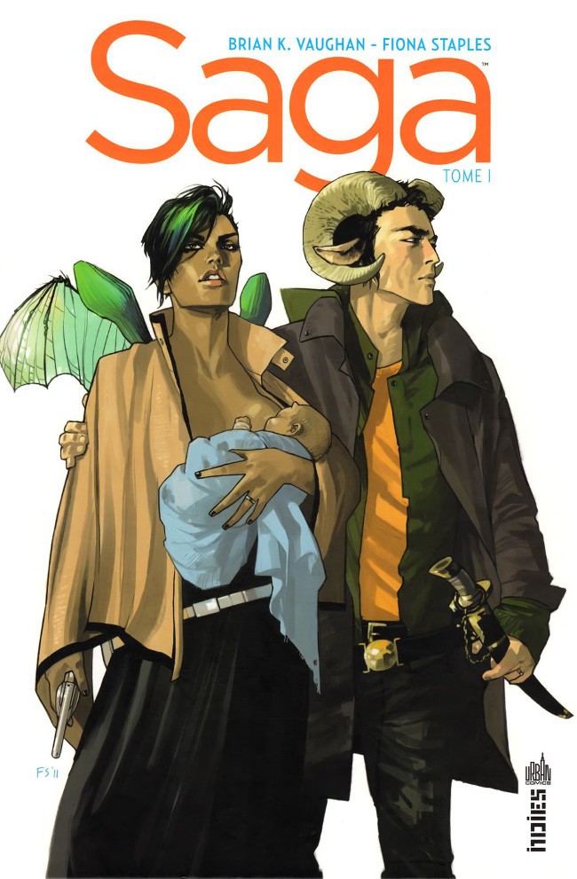 Couverture de la BD Saga tome 1 de Brian K. Vaughan et Fiona Staples, &eacute;dition Urban Comics