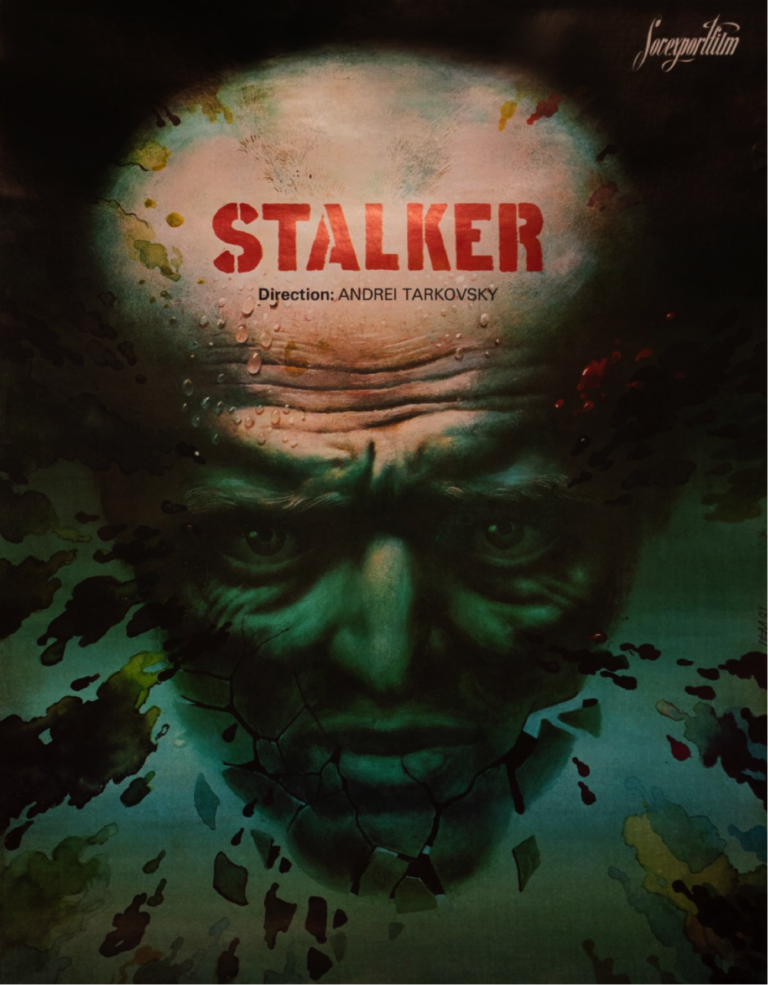 Affiche du film Stalker d'Andre&iuml; Tarkovski, 1979 &mdash; visage &eacute;mergent de l'eau